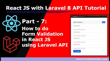 React JS with Laravel 8 API: How to do Form Validation in React JS using laravel 8 API - Part 7