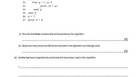 Nested Loops GCSE Computer Science exam question