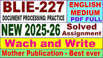BLIE 227 solved assignment 2025-26 in English || blie 227 solved practical 2024-25