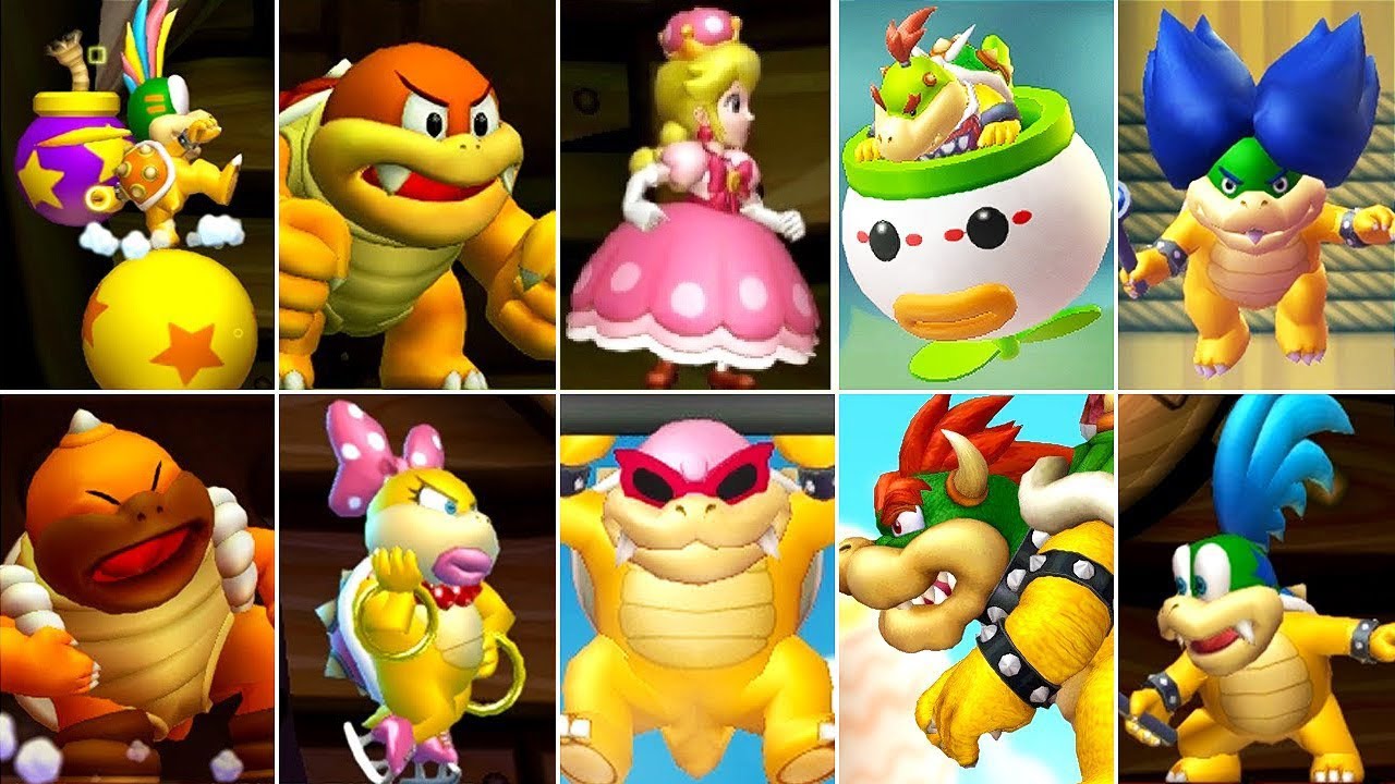 New Super Mario Bros U Deluxe - All Bosses with Peachette - YouTube
