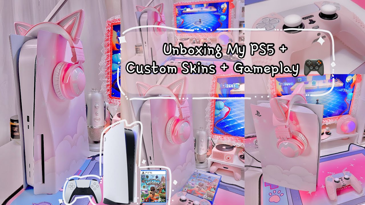 Unboxing My PS5 🎮+ Custom Skins ✨+ Accessories + Gameplay 💗