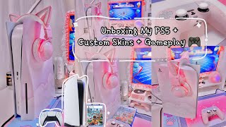 Unboxing My PS5 🎮+ Custom Skins ✨+ Accessories + Gameplay 💗