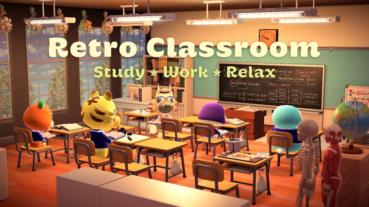 Lo-fi Study, Work & Relax Music 📚 | Animal Crossing Classroom Ambience | 45/10 Pomodoro | ASMR | あつ森