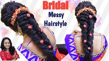 Bridal Hairstyle | Messy Hairstyle | Wedding Party Hairstyle | Indian Bridal Hairstyle Step By Step