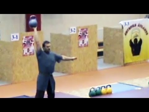 Vasiliy Ginko - kettlebell power juggling performance in Latvia (Europe, 2008)