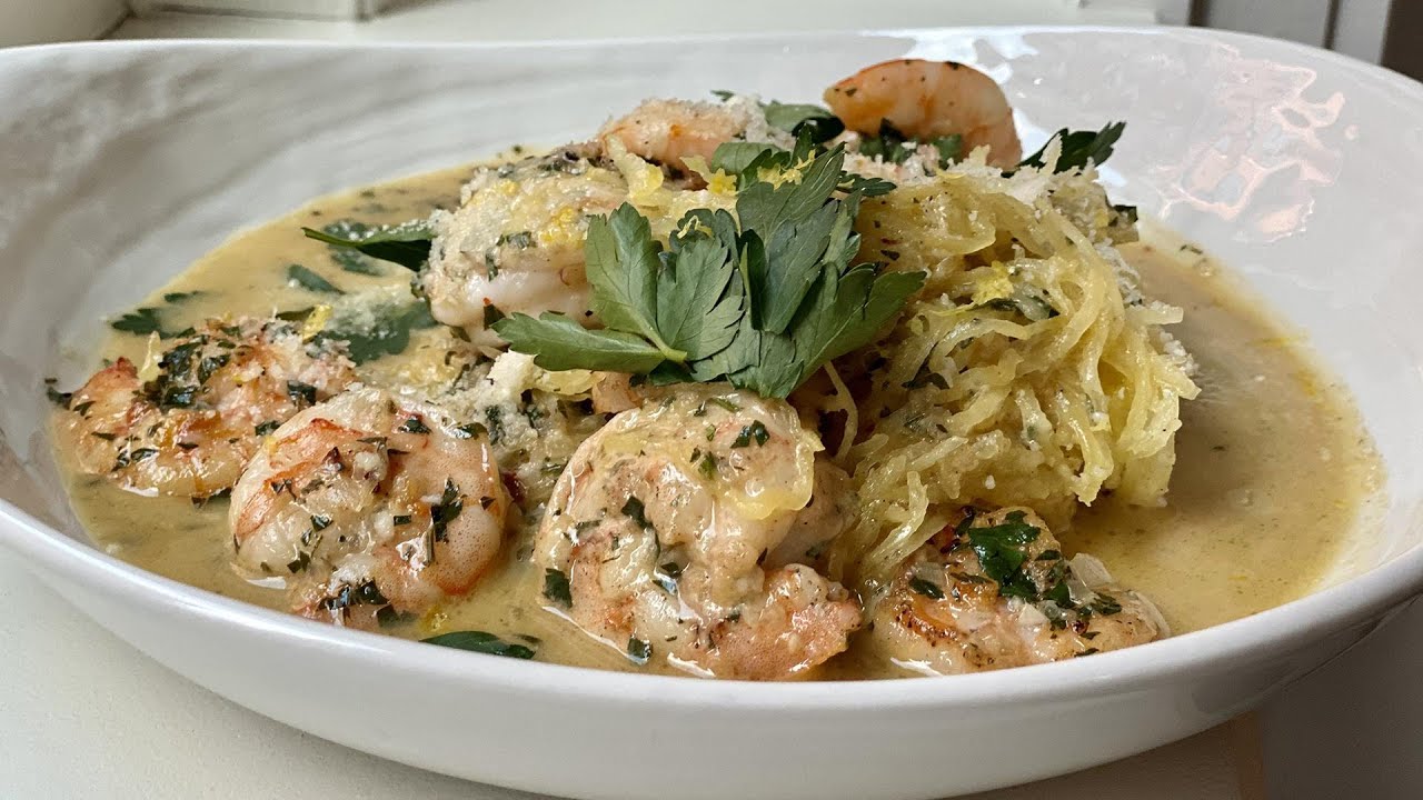 How To Make Spaghetti Squash Shrimp Scampi | Bobby Flay | Rachael Ray Show