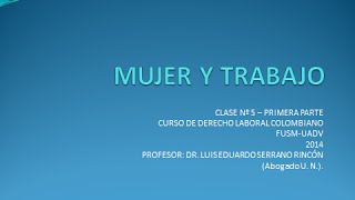 Tutoría Nº 5-1: Mujer y Trabajo (Colombia)