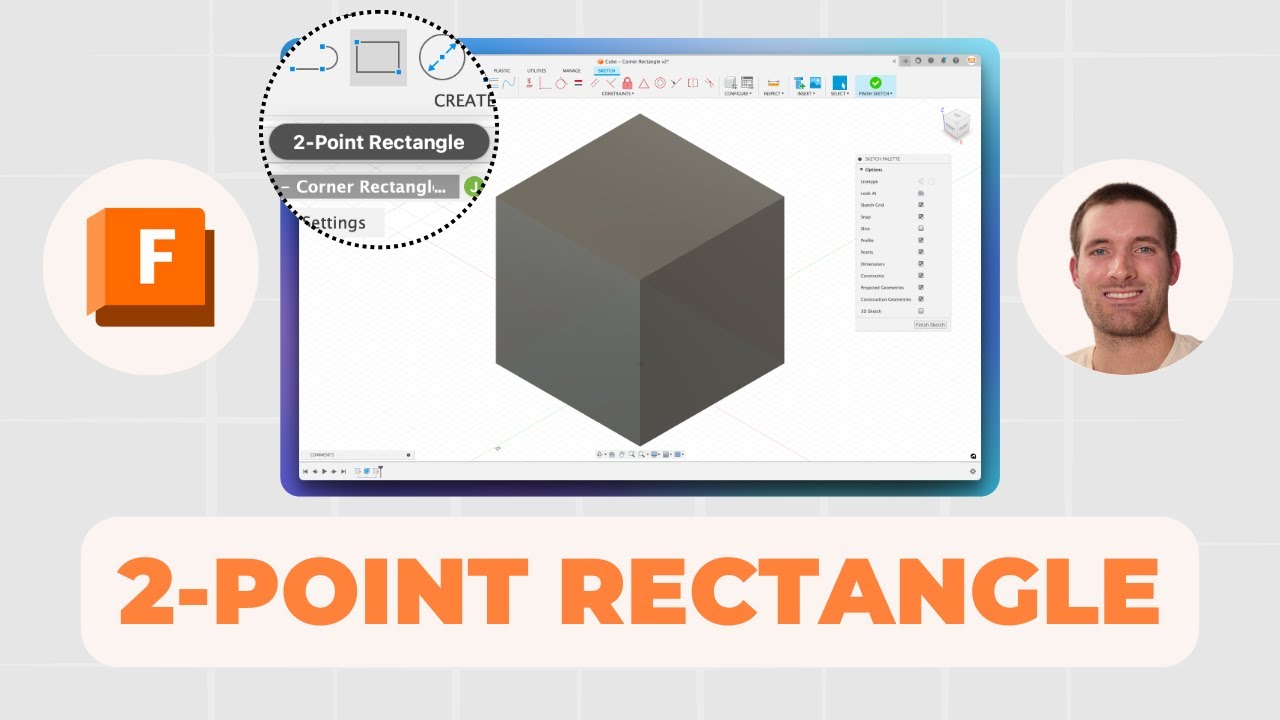 Make a Cube in Fusion - 2-Point (Corner) Rectangle