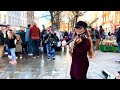 Something about the way you look tonight  elton john  holly may violin cover street performance