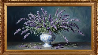 Lavender Oil Painting for Room Decor | Framed Tv Wallpaper Art | Tv Screensaver | Tv Background 4K