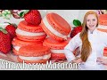 The BEST Triple Strawberry French Macarons!! With Strawberry Buttercream & Filling!
