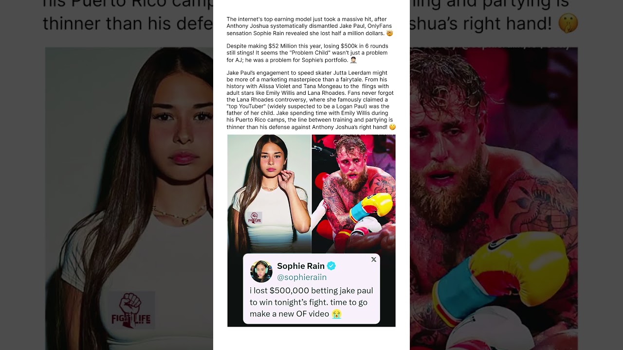 SOPHIE RAIN LOSES $500,000 ON JAKE PAUL KNOCKOUT?! 😱