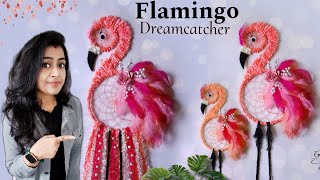 DIY Flamingo Dreamcatcher 🦩Wall hanging for home decor ✨️