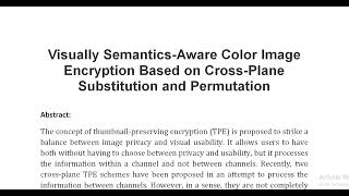 Visually Semantics Aware Color Image Encryption Based on Cross Plane Substitution and Permutation