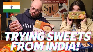 AMERICAN FAMILY TRYING INDIAN SWEETS 🇮🇳!! We try a variety of sweets from India!