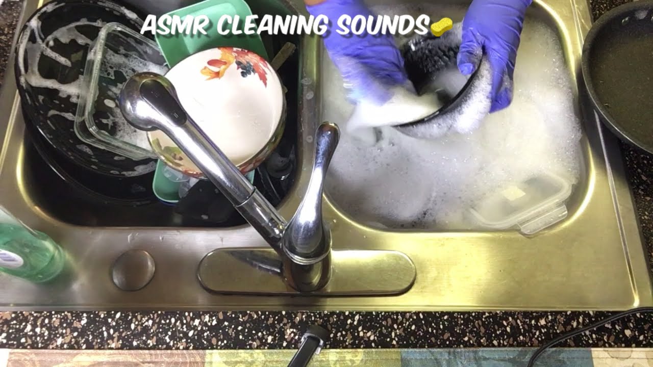 ASMR KITCHEN CLEANING WATER SOUNDS SCRUBBING SOUNDS (NO TALKING
