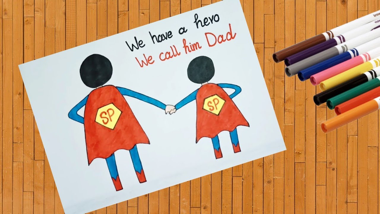 Easy Father's day drawing How to draw Father's day Greeting card