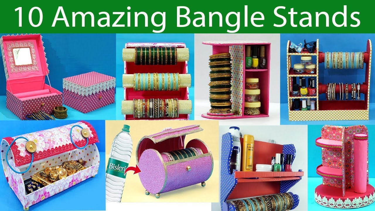 Cardboard Crafts, DIY Bangle Stand, Bracelet Holder