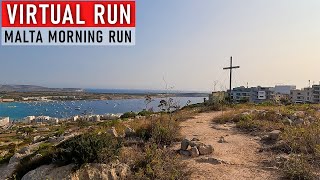 Morning Run in Malta | Virtual Running Videos for Treadmill Workout | Mediterranean Ocean