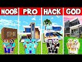 Minecraft Battle : Family Simple Modern House Build Challenge - Noob Vs Pro Vs Hacker Vs God