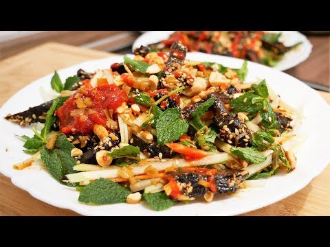 Video GỎI ĐU ĐỦ KHÔ BÒ ĐEN - Cách làm Khô Bò đen và Gỏi Đu... - youtube