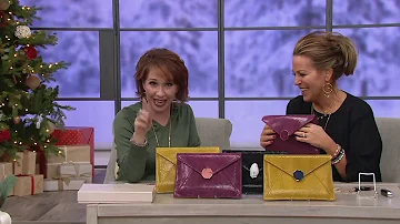 Lola Rose Leather Pouch with Gemstone Closure on QVC