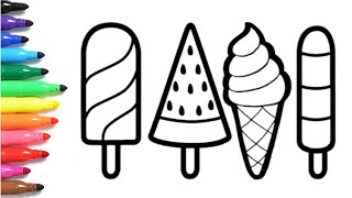 How to Draw Ice Cream | Easy Drawing and Coloring for Kids