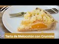 Tarta de melocotón con crumble