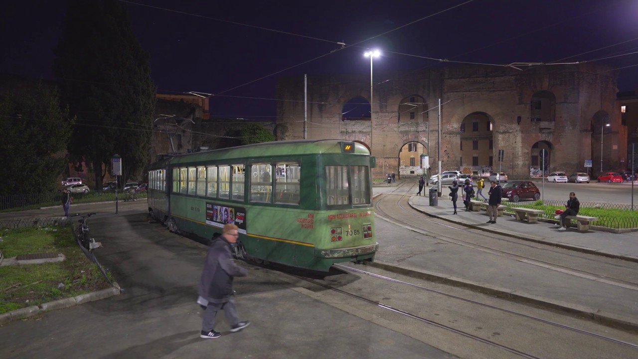 Italy, Rome, tram 5 night ride from P.za di Porta Maggiore to Termini