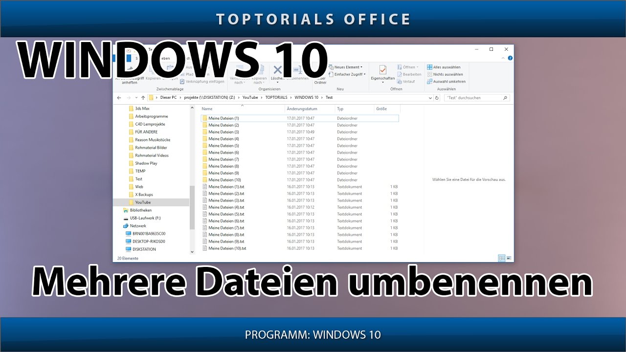 Mehrere Dateien / Verzeichnisse gleichzeitig umbenennen (Windows 10  Explorer) - YouTube
