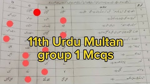 solved Mcqs 11th Urdu Multan group 1 paper 2024 1st year urdu paper 2024