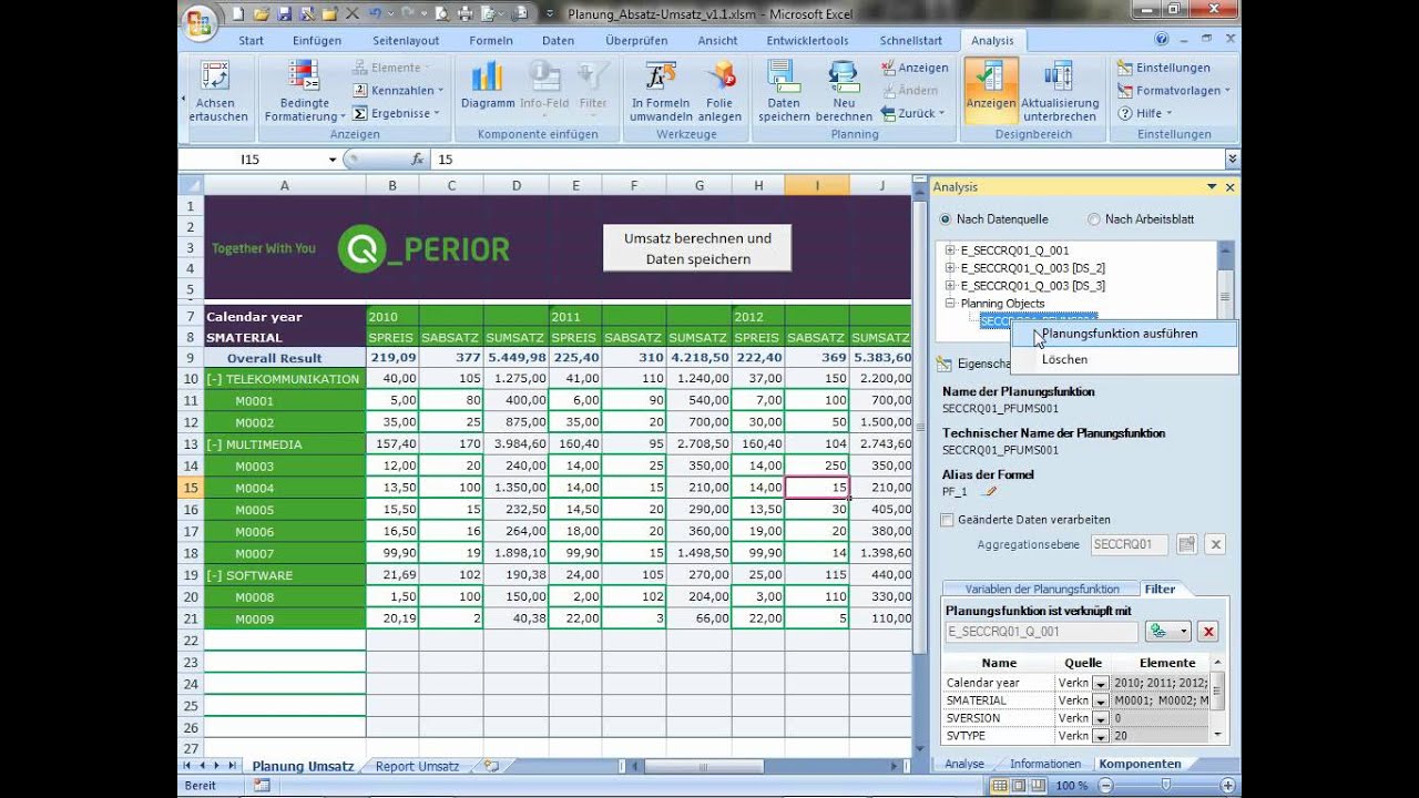 Demo SAP BusinessObjects Analysis for Office in Excel und Powerpoint und  SAP  - YouTube