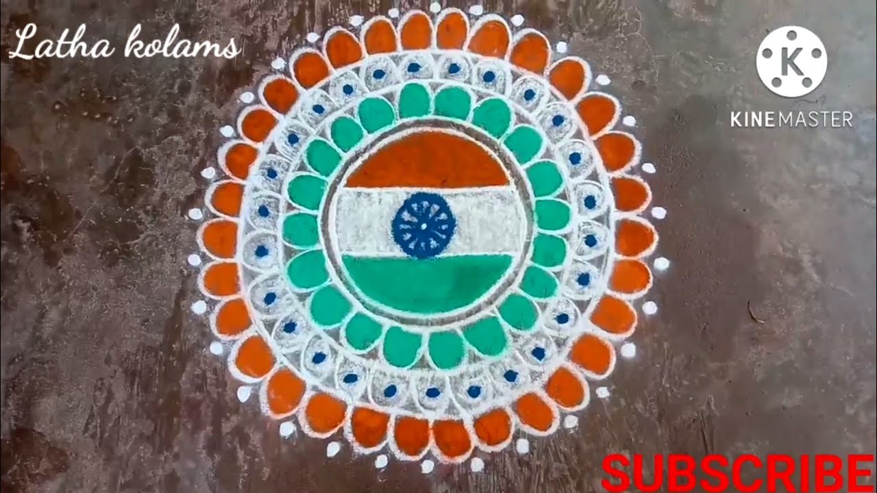 Republic day 2026 flag rangoli designs//Simple Indian flag rangoli//Lathakolam