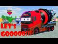 Transporting Huge Colorful Mixer Trucks With MAN LONG Flatbed Trailer Truck 5 Farming simulator 22