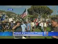 Demonstrators Gather In Laguna Beach For America First Rally, Counter Protest