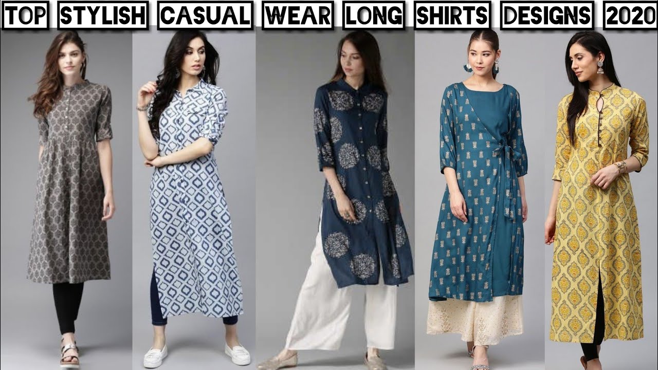 Top Stylish Casual Wear Comfortable Long Shirts Designs for Girls ...