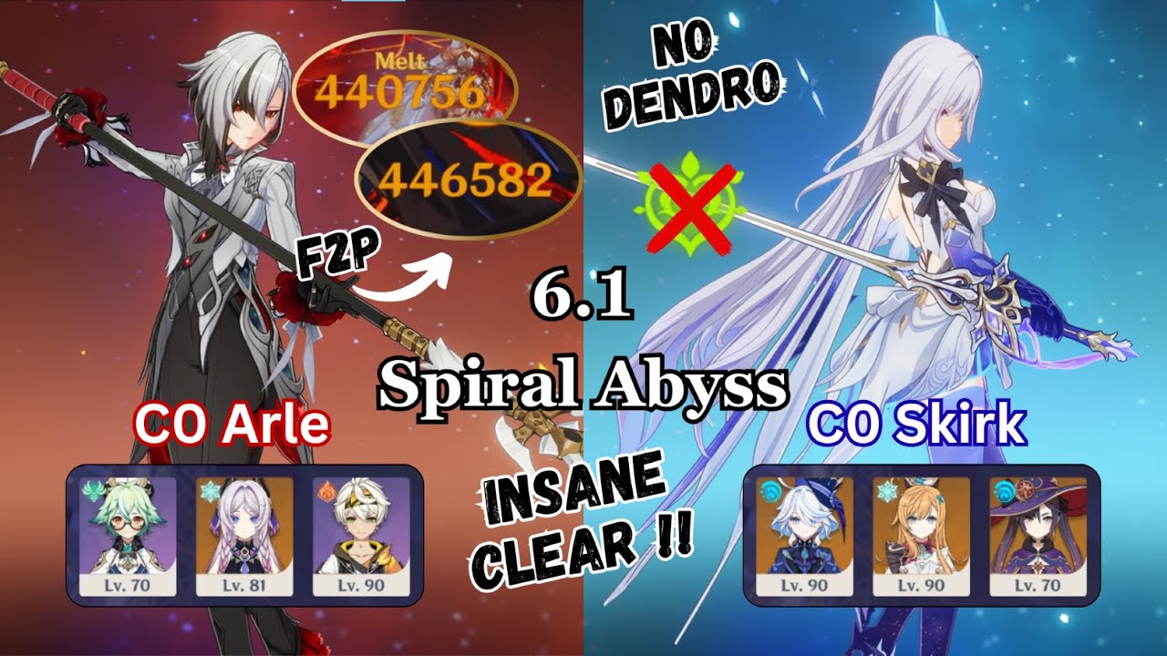 Unbelievable Skirk and Arlecchino Clear!!! | 6.1 Spiral Abyss | Genshin Impact