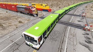 Long Articulated Bus Accident on Railway #10 - Beamng drive