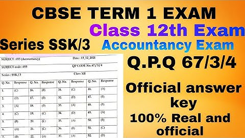 ANSWER KEY (067/3/4)|BSE Class 12 Accountancy Answer Key | ACCOUNTANCY CLASS 12 TERM 1 SSK/3