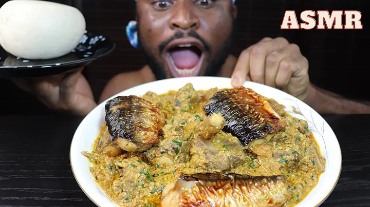 Mukbang Asmr Goatmeat,Oxtail Egusi Ijebu Soup with Mackerel Fish & Pounded Yam. Hungry Lion Eating!