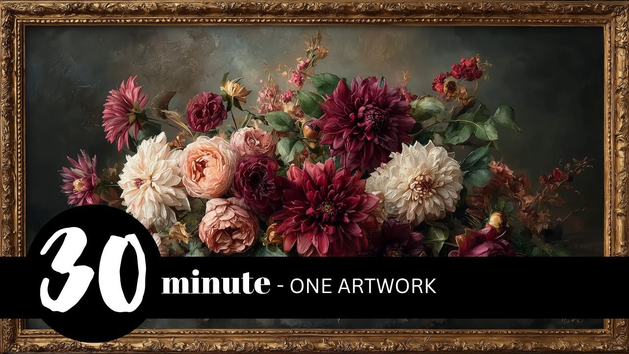 Framed Floral Painting for Samsung Frame TV | 30 Minutes | Elegant Wall Art Display