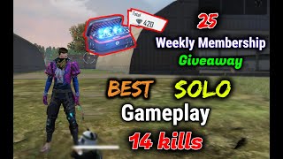 Best Solo Gameplay Ever With 14 Kills - GIVEAWAY - Garena Free Fire - Desi Gamers