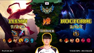 T1 Oner | Lee Sin JUNGLE vs Nocturne | Patch 26.7 | 2026-04-09 | KR CHALLENGER