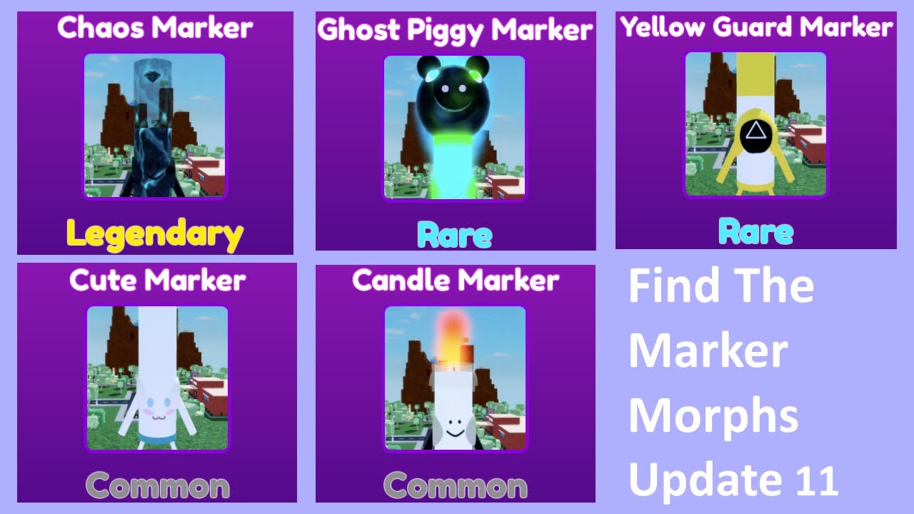 Roblox - Find the Marker Morphs - Update 11 - Chaos - Ghost Piggy - Yellow Guard - Cute - Candle