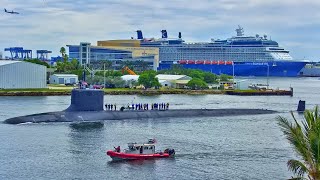 NUCLEAR SUBMARINE escorted out of Port Everglades April 4th 2024! | Cruise Ships Live