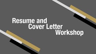 Resume/Cover Letter Workshop