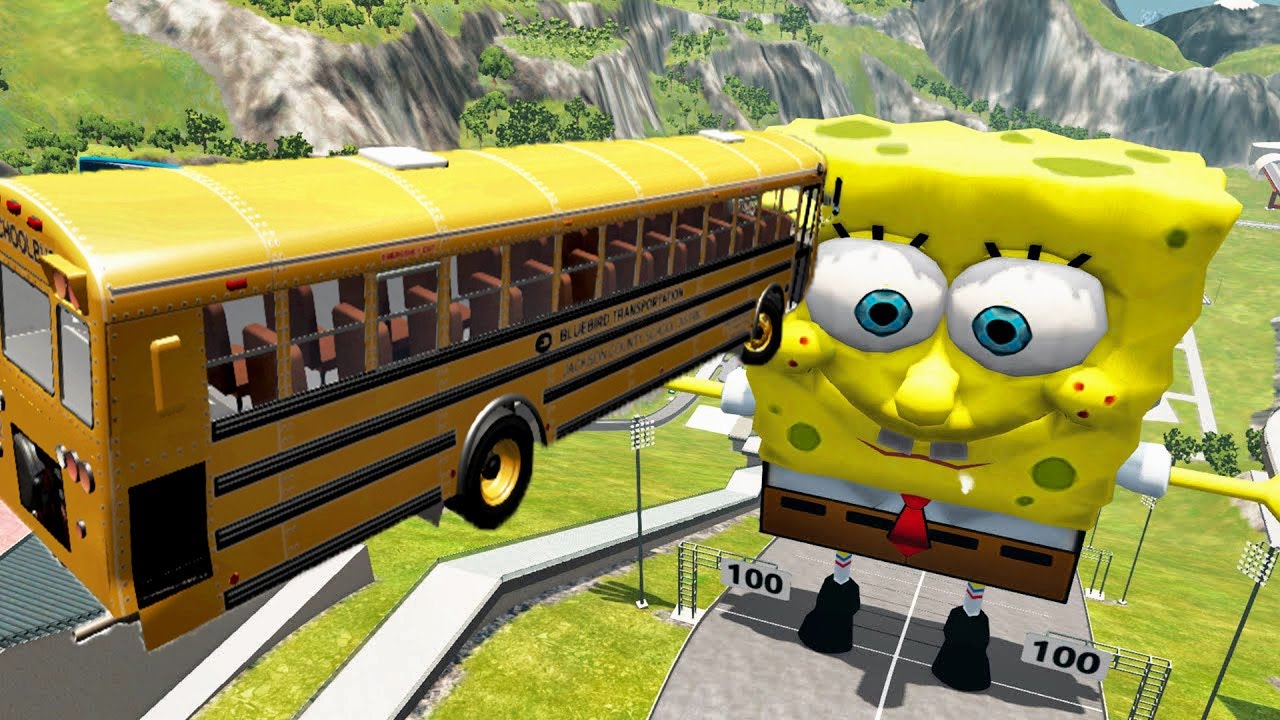 Cars vs GIANT SPONGEBOB BeamNG Drive