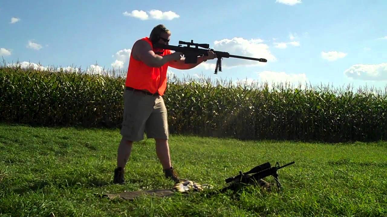 Shooting Barret M82 (.50BMG) standing YouTube