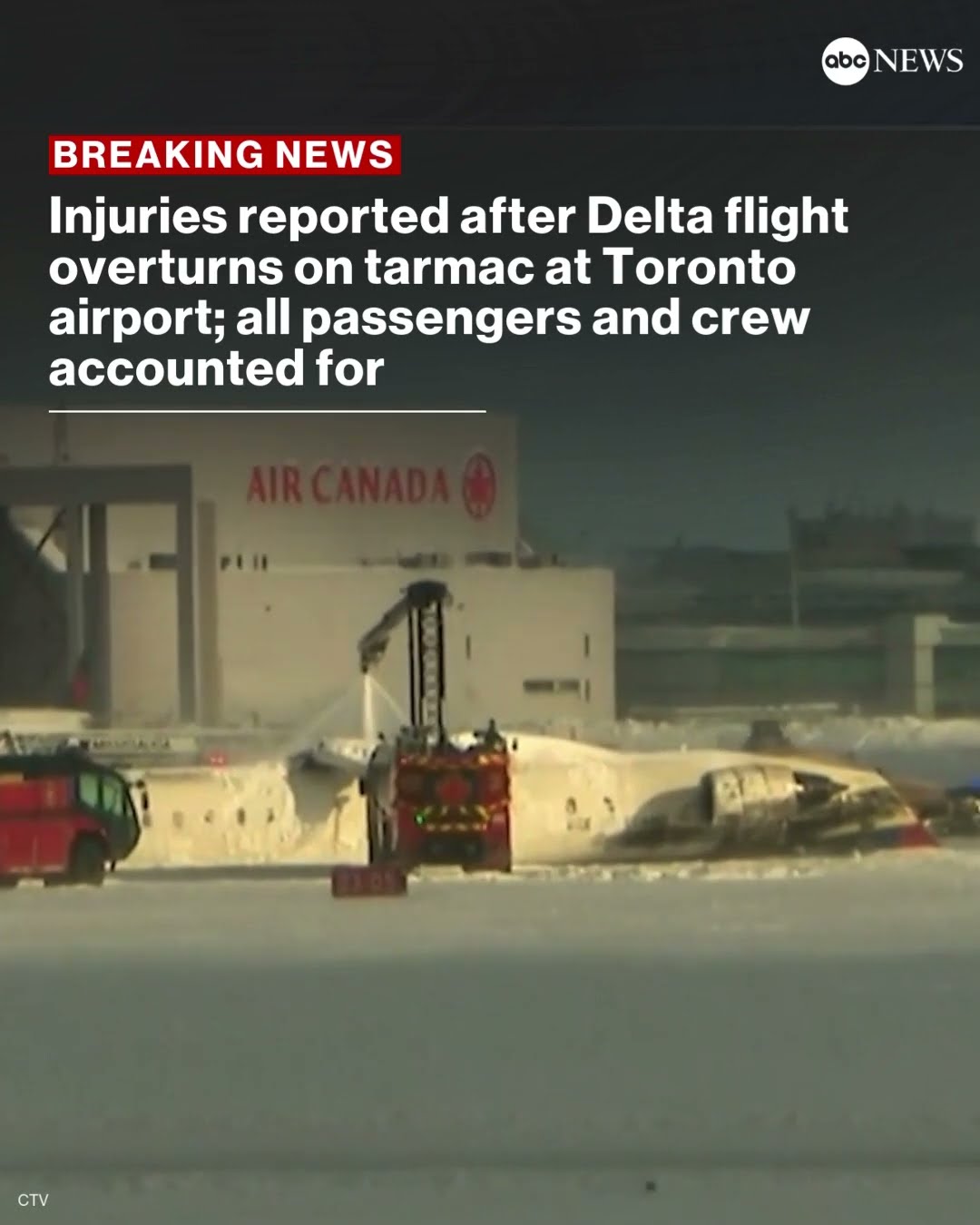Delta flight crashes at Toronto airport, all expected to survive