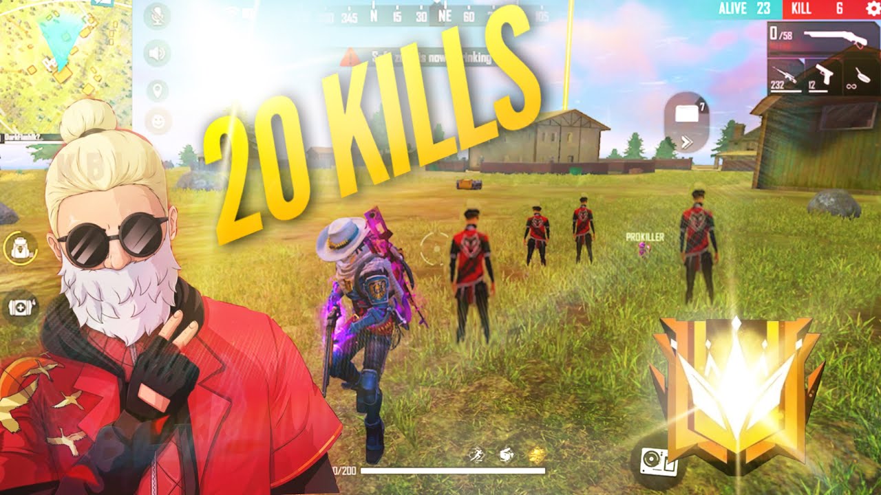 20 KILLS - SOLO VS SQUAD - 1 VS 4 - GARENA FREE FIRE - YouTube